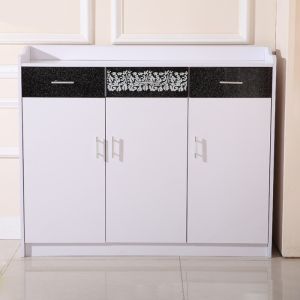 Melamine MDF Wood Shoe Cabinet Cabinet 3 Doors 100cm Height