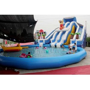 Boonie Bear Commercial Inflatable Water Park , Blow Up Water Playground