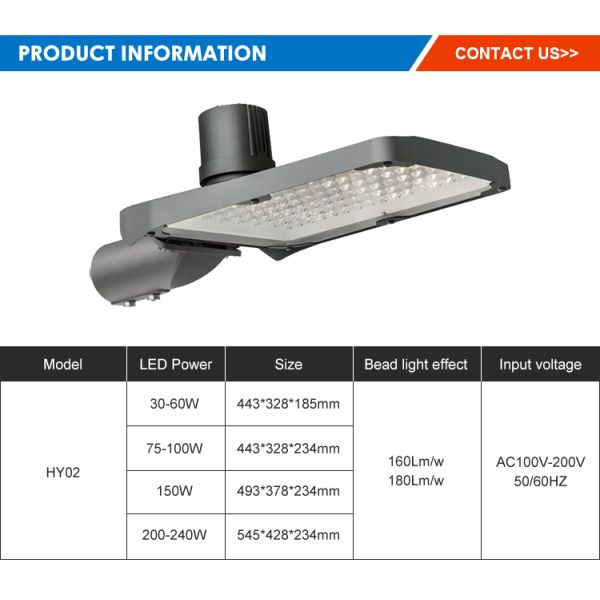 Easy Installation Unique Detachable Driver Ip66 Die-Cast Aluminum 60w 100w 150w 200w Light Control Integrated Led Street Light