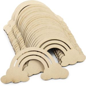 Unfinished Wood Cutouts for Crafts, Rainbow Clouds