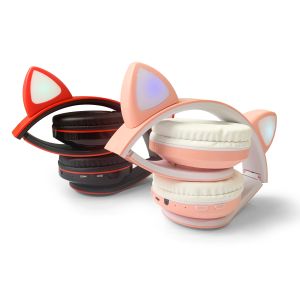 Colorful Foldable Bluetooth LED Cat Ear Headset For Younger