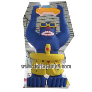 advertising inflatable gorilla with swimming ring model with custom words printing