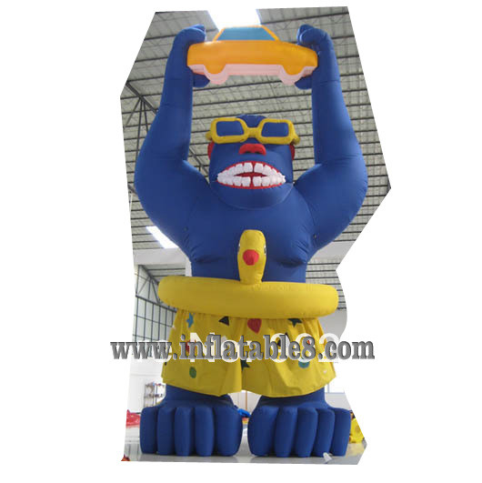 advertising inflatable gorilla with swimming ring model with custom words
