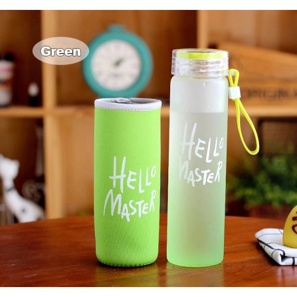 Personalised Designer Colorful Glass Water Bottles Portable Gradient BPA Free Frosted Borosilicate Glass Water Bottle