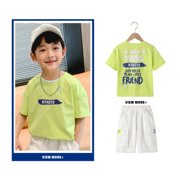 New Children's Summer T-shirt pure cotton sports breathable cool short sleeved top is suitable for boys aged 4-15