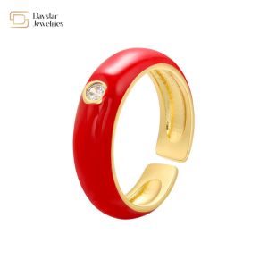 Simple Zircon Chunky Dripping Oil Rings Adjustable Summer Jewelry
