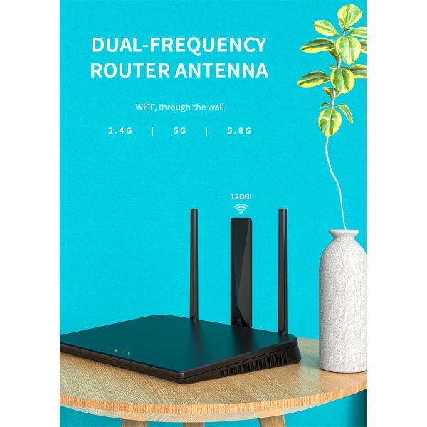 Black 5dBi 2.4G GSM 4G Lte 433mhz 868mhz Wireless Wifi Omnidirectional External Rubber Antenna