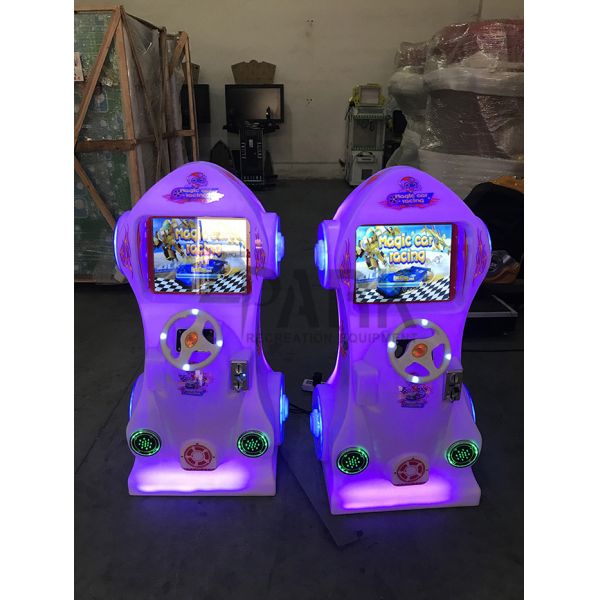 Amusement Children Car Racing Game Machine With Alloy Steel Structure