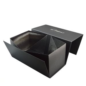 Black Flat Pack Folding Hard Cardboard Gift Boxes Biodegradable Printed