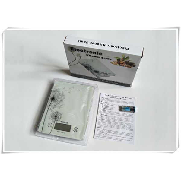 Touch Screen Tempered Glass Digital Scale Dandelion Design With Non Slip Mat