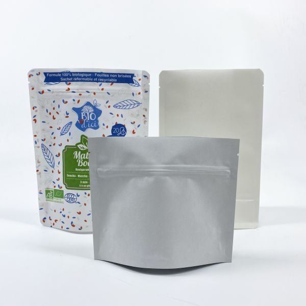 SGS Stand Up Compostable Kraft Paper Bags Customizable