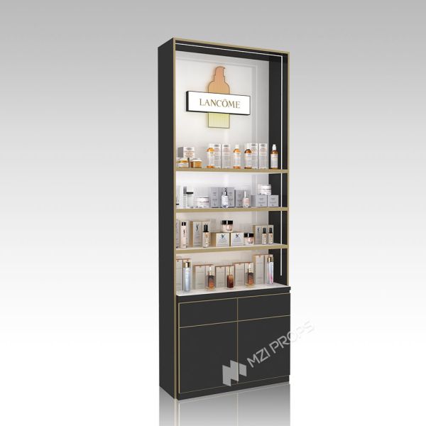 Buy DYaS-VK-3 Skincare Display Cabinet with 40mm Acrylic Lightbox and Gold Edging at wholesale prices
