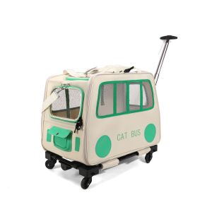 Trolley 210D Polyester Four-Wheeled Box for Two Fat Cats Portable Foldable Pet