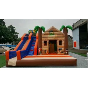 Safe And Durable Palm Tree Bouncy Castle Pirate Jungle Bounce House With Slide