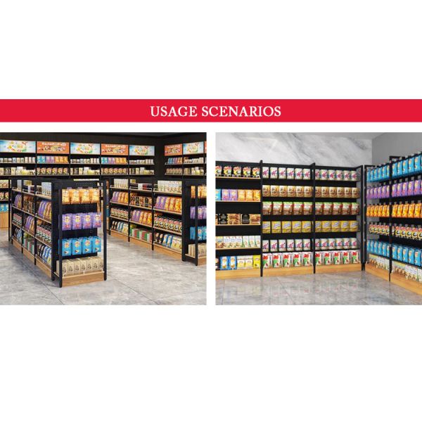 Single-Sided Metal Supermarket Shelves Freestanding Light Duty