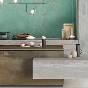 Green Polished Porcelain Slab Tile With Rectified Edge