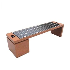 304SS Smart Solar Bench Begonia Wood Solar Powered Charging Benches
