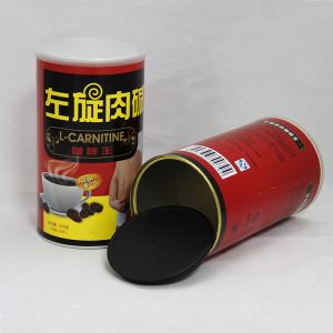 China Alumunium Easy Open End Paper Composite Cans with Black PP Plug and PE Cap on sale China Alumunium Easy Open End Paper Composite Cans with Black PP Plug and PE Cap on sale