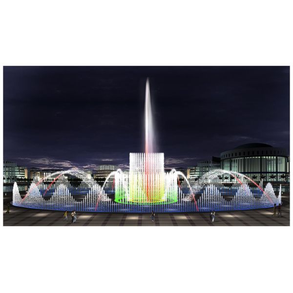 Colorful lamps multimedia music water dancing floating fountain