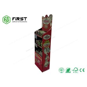 Full Color Printed Paper Cardboard Snacks Floor Display For Supermarket