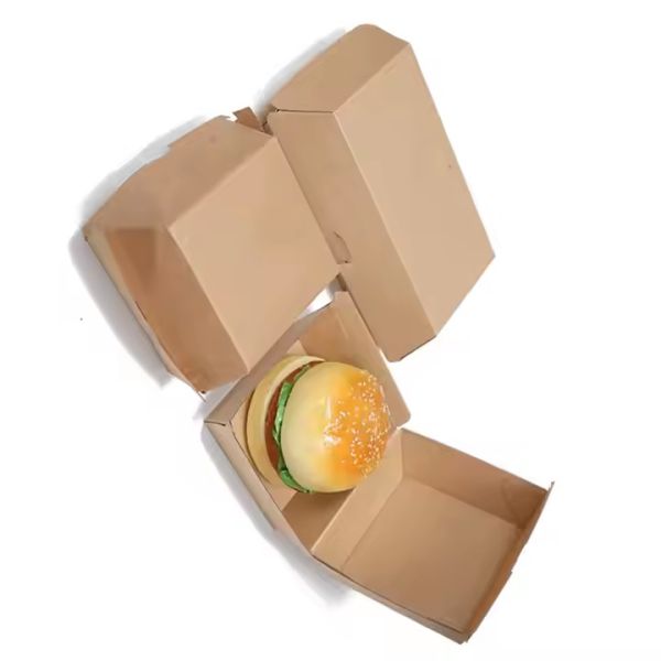 Customized Burger Packaging Box Biodegradable Paper Cardboard Takeaway Food