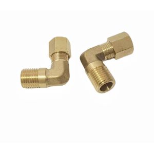 CNC Brass 90 Degree Elbow With Compression Fittings 1/2x1/2 NPT