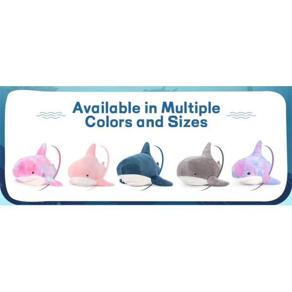 MorisMos Purple 40in Giant Shark Plush Pillow Soft Cotton Kids' Stuffed Animal Toy with PP Filling Cute Chubby Shark