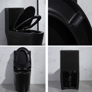 Matte Black One Piece Dual Flush Comfort Height Toilet Top Flush Button