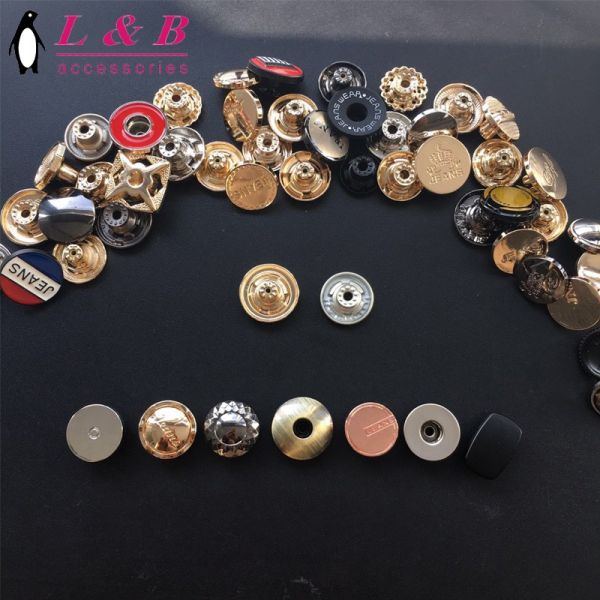 Wholesale Factory Custom made Engraved Logo zinc alloy metal jean buttons for women men jeans botton