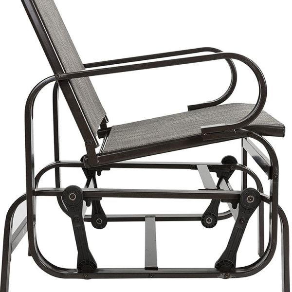 Metal Frame Outdoor Bistro Patio Garden Single Rocking Lounge Chair with Custom Logo