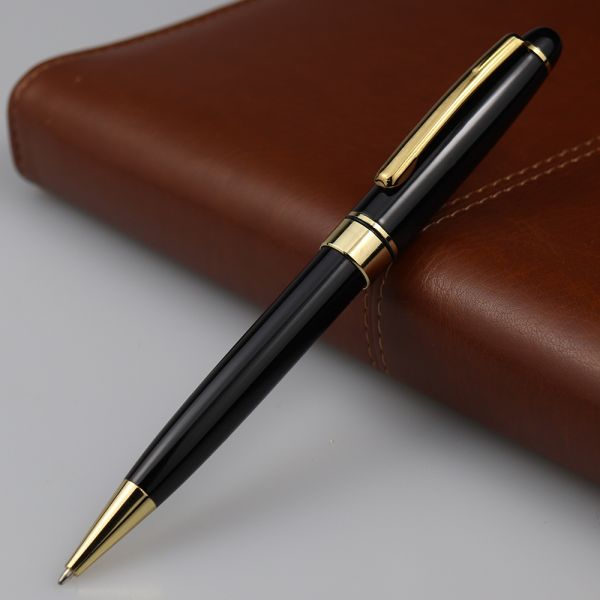 Personalized Black and Gold Roller Gel Pen with Custom Laser Logo Writing Length 240M