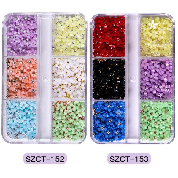 3D Resin Candy Color Nail Decoration Flower With Rhinestone for Nail Salon and Plastic