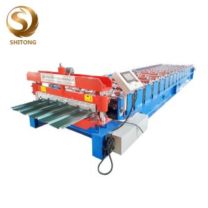 China Colored Galvanized Steel Sheet Sheet Metal Roll Forming Machines With Servo Motor Drive Motor And IBR Machine With Curving on sale