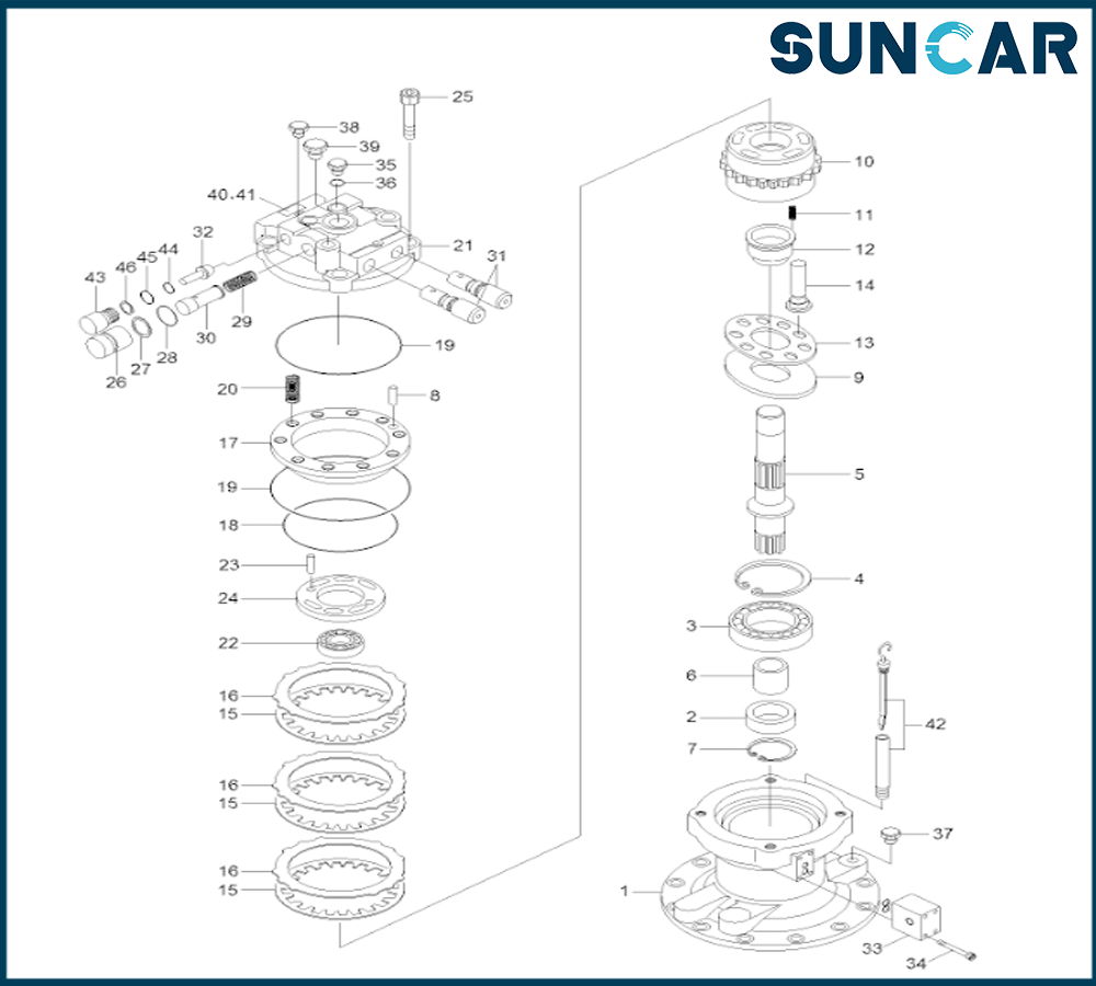 XKAY-00325 Swing Motor Seal Kit For Hyundai Excavator R110-7, R110-7A, R140LC-7, R140LC-7A, R140W7, R140W7A, RD110-7