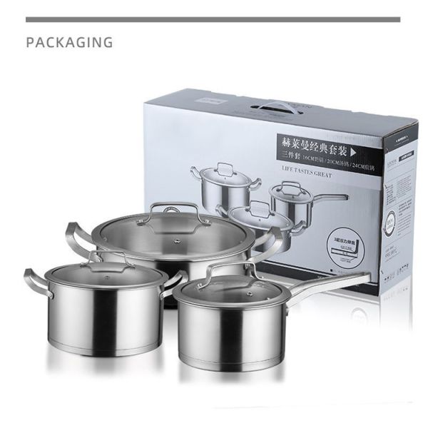 Factory Price Silver Kitchen Sauce Pot Soup Pot Fry Pan Cooking Pot Set Cookware Sets With Glass Lid