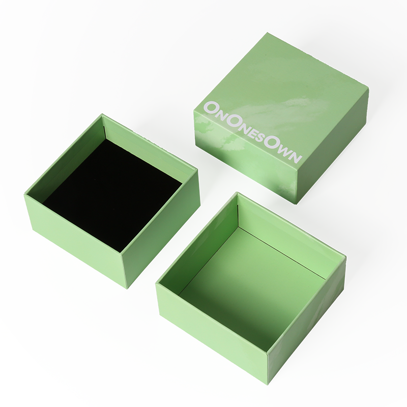 Custom Logo Rigid Paper Cardboard Jewelry Gift Box with Lid and Base Foam Insert