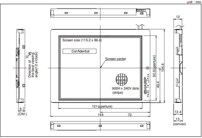 LIFEPAK 20 LP20 Defibrillator Machine Parts LCD Display SHARP LQ057Q3DC02 47002083H