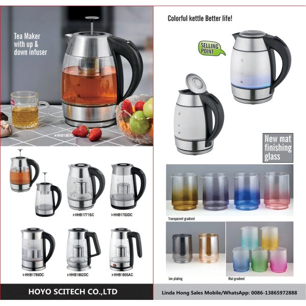 50/60Hz Glass Coated Electric Tea Kettle for Kitchen Household