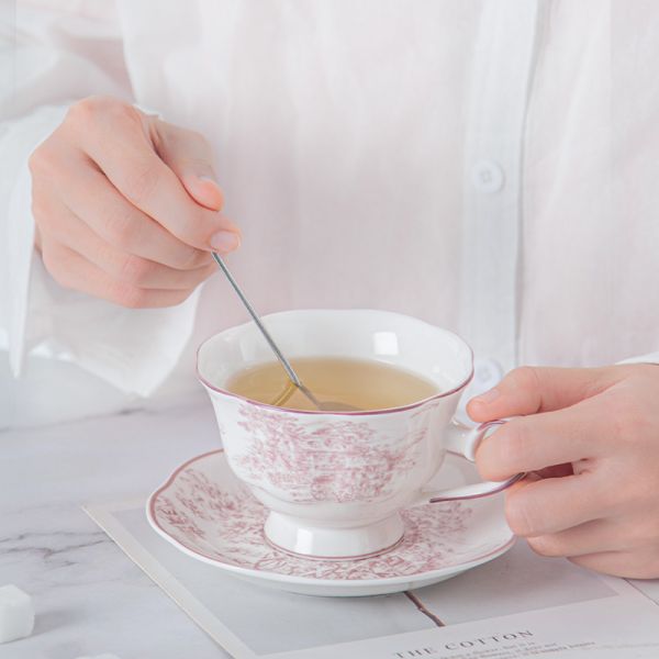 Customizable Vintage Purple Ceramic Design Espresso Mug Tea Cup Saucer Set Ceramic Coffee Mug