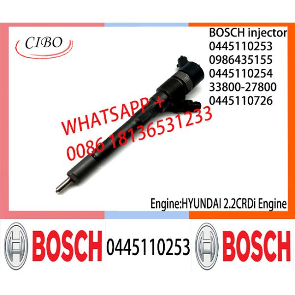 BOSCH Common fuel Injector 0445110253 0445110254 0445110726 0986435155 33800-27800 for HYUNDAI 2.2CRDI