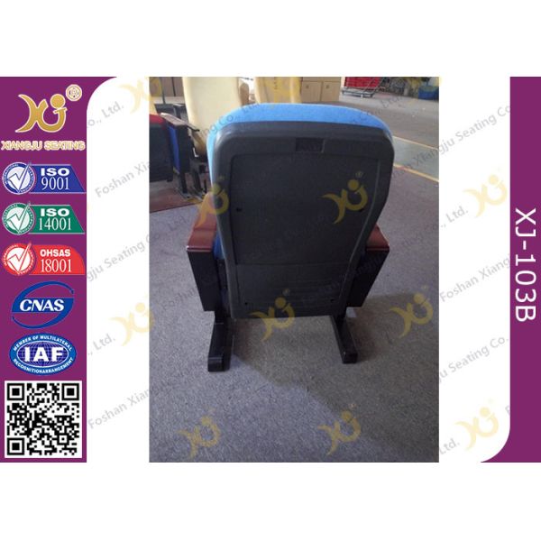 Long-term Comfort No Floor Fixed Blue PP Back Conferece Hall Chairs With MDF Pad