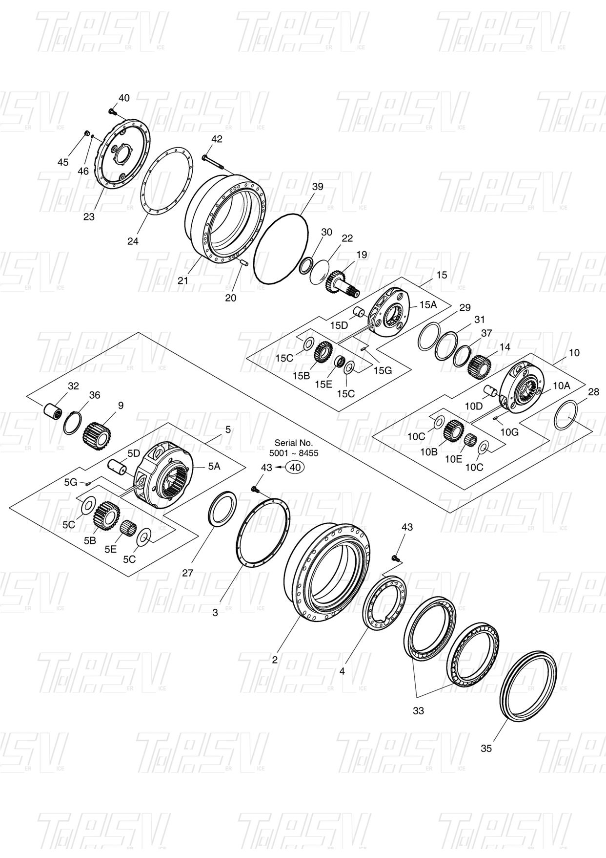 K9000802 Gear Oil Maintenance for DH300-7 Excavator Travel 1 Stage Sun Gear Depends On Size and Various Models