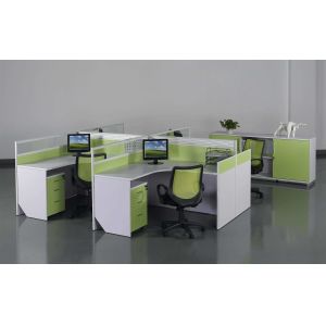 Cusomized Wooden Material 4 Seats Office Desk Cubicle Multi Color Easy To