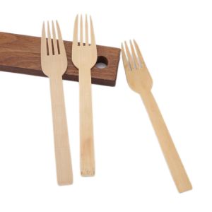 100 Nature Disposable Bamboo Wooden Cutlery Bulk Fork 17CM