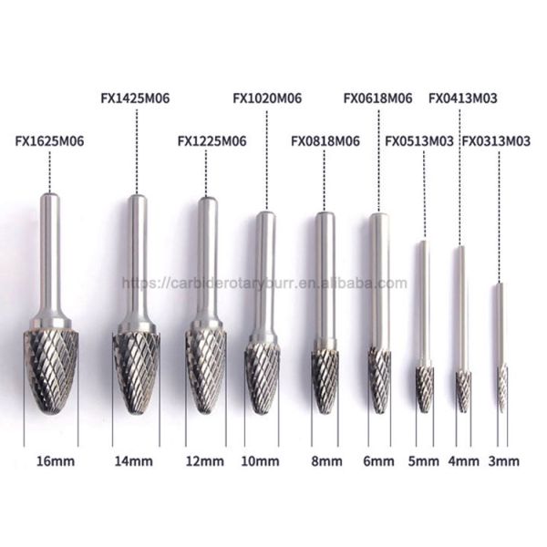 Power Tools Set 6mm 1/8 Shank Carving Metal Engraving Single Standard Cut One Set 10 Tungsten Steel Carbide Burr