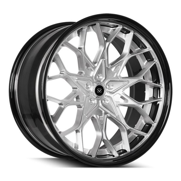 Buy 19 Inch 2Piece Forged Aluminum Alloy Wheels Gloss Black Lip Clear Brushed Disc at wholesale prices