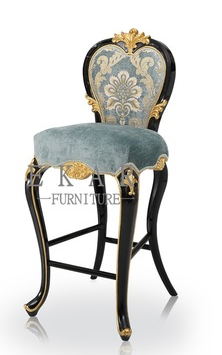 Luxury Classic Wood Stool Leather Antique Bar High Chair