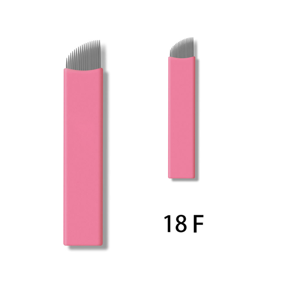 Pink 18U Sterilized Microblading Tattoo Pen with 0.16mm Stainless Steel Needle for Permanent Makeup