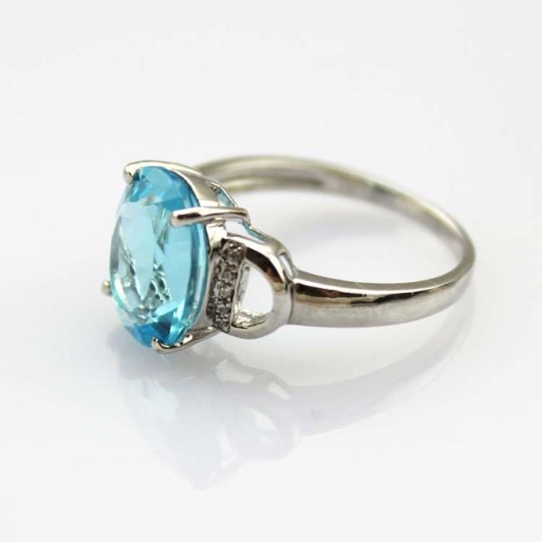 Fashion Jewelry 925 Silver 9mmx11mm Oval Amethyst Gemstone Ring with Cubic Zircon (R260)