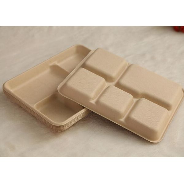 5 compartments Biodegradable Straw pulp food containers paper food trays